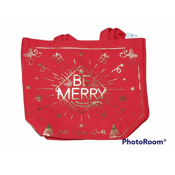 BBW Red & Gold BE MERRY CHRISTMAS Be Merry Holiday Gift Bags ☆ 2 Total - Picture 7 of 7